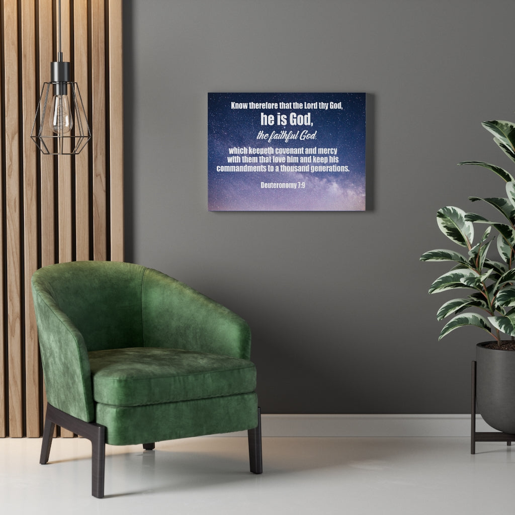 Scripture Walls The Faithful God Deuteronomy 7:9 Bible Verse Canvas Christian Wall Art Ready to Hang Unframed-Express Your Love Gifts