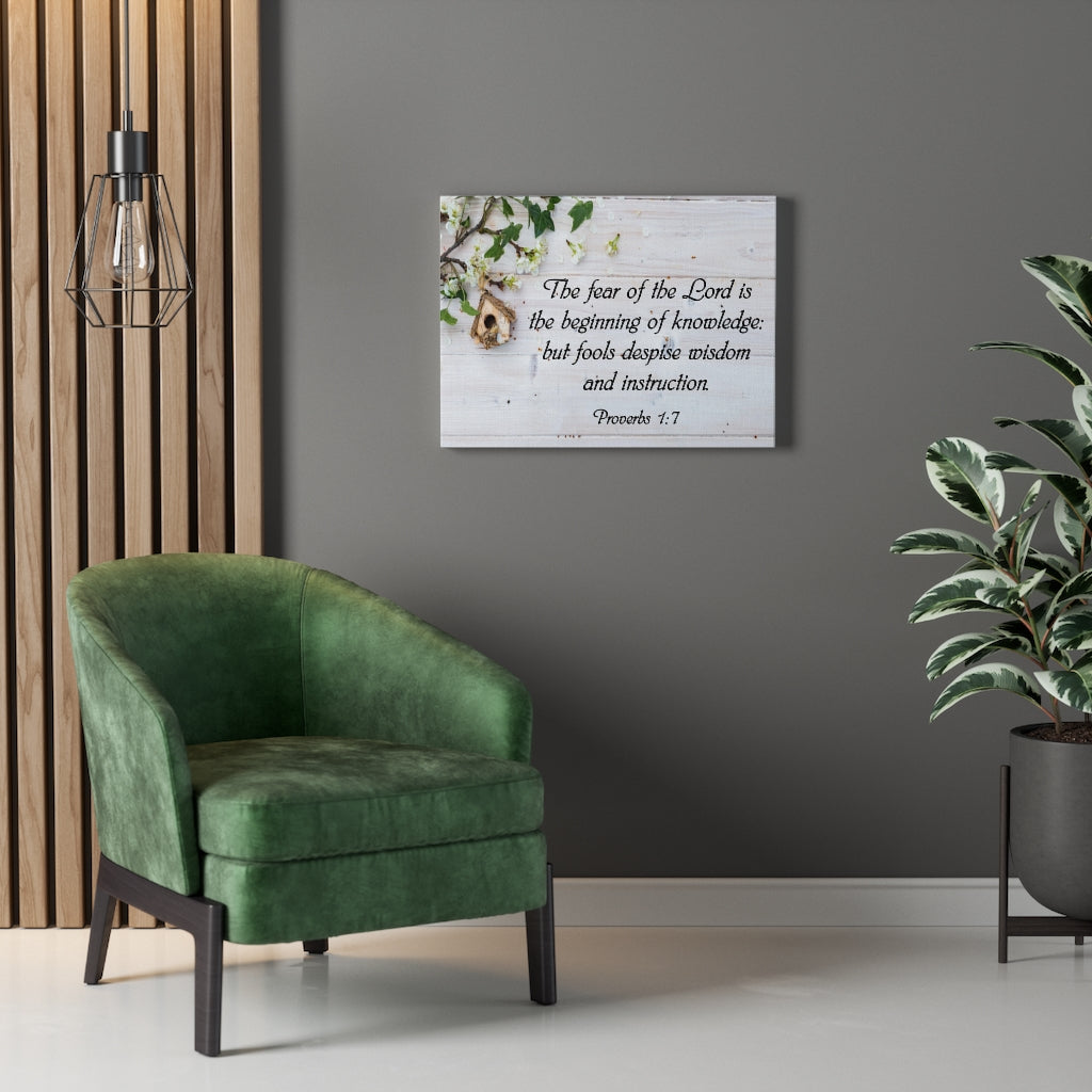 Scripture Walls Fear of the Lord Proverbs 1:7 Bible Verse Canvas Christian Wall Art Ready to Hang Unframed-Express Your Love Gifts