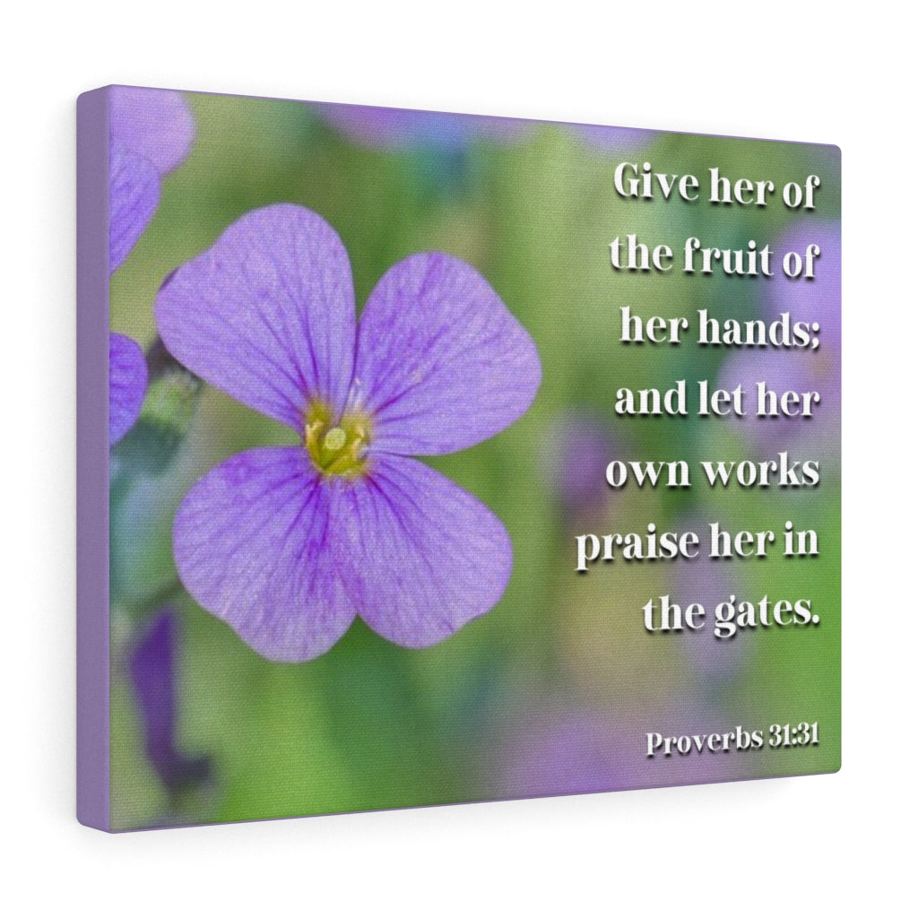Scripture Walls The Fruit Of Her Hands Proverbs 31:31 Bible Verse Canvas Christian Wall Art Ready to Hang Unframed-Express Your Love Gifts