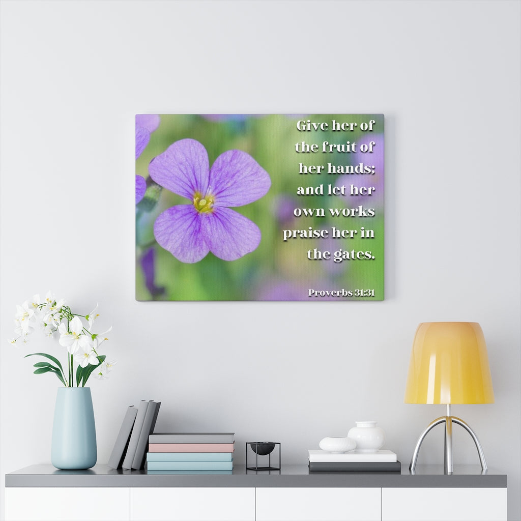 Scripture Walls The Fruit Of Her Hands Proverbs 31:31 Bible Verse Canvas Christian Wall Art Ready to Hang Unframed-Express Your Love Gifts