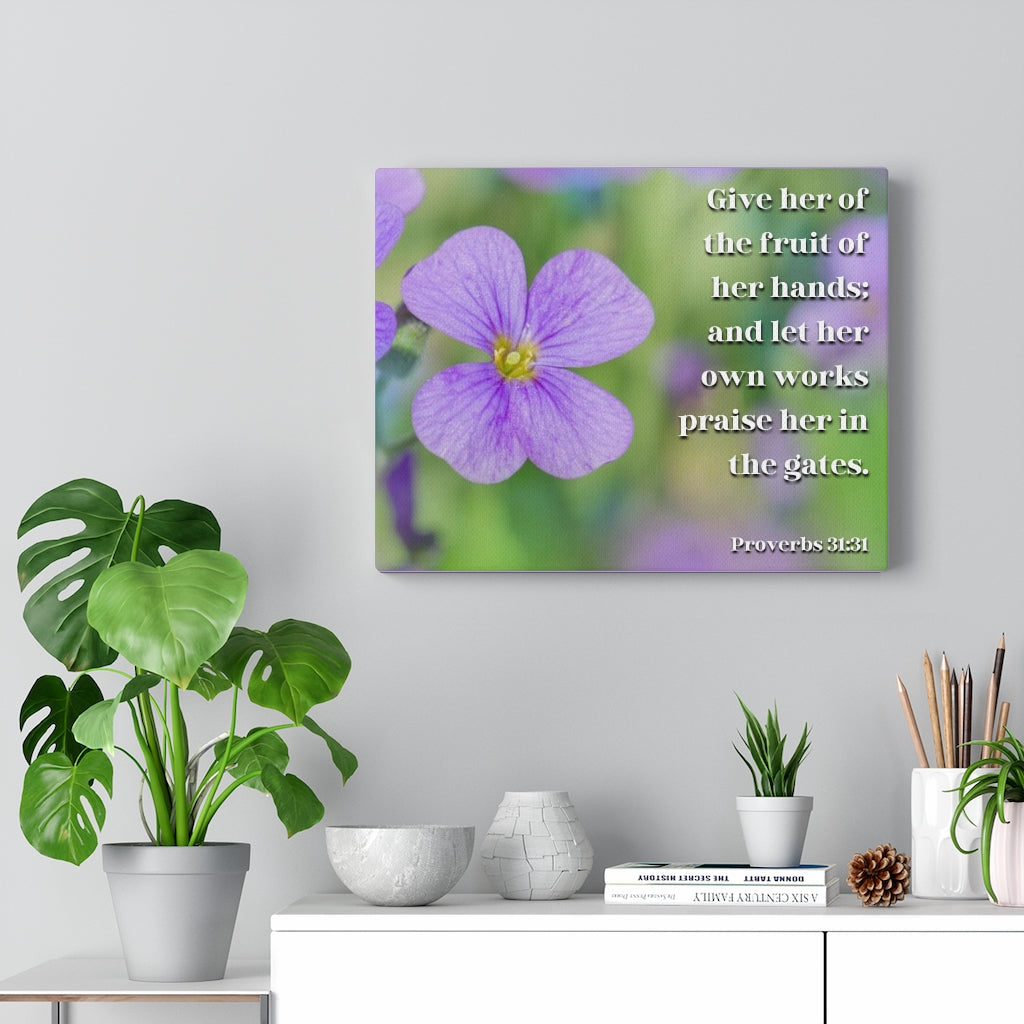 Scripture Walls The Fruit Of Her Hands Proverbs 31:31 Bible Verse Canvas Christian Wall Art Ready to Hang Unframed-Express Your Love Gifts