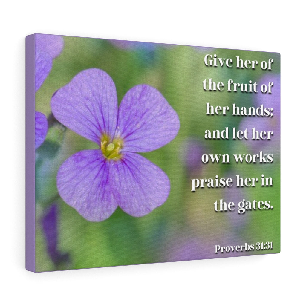 Scripture Walls The Fruit Of Her Hands Proverbs 31:31 Bible Verse Canvas Christian Wall Art Ready to Hang Unframed-Express Your Love Gifts