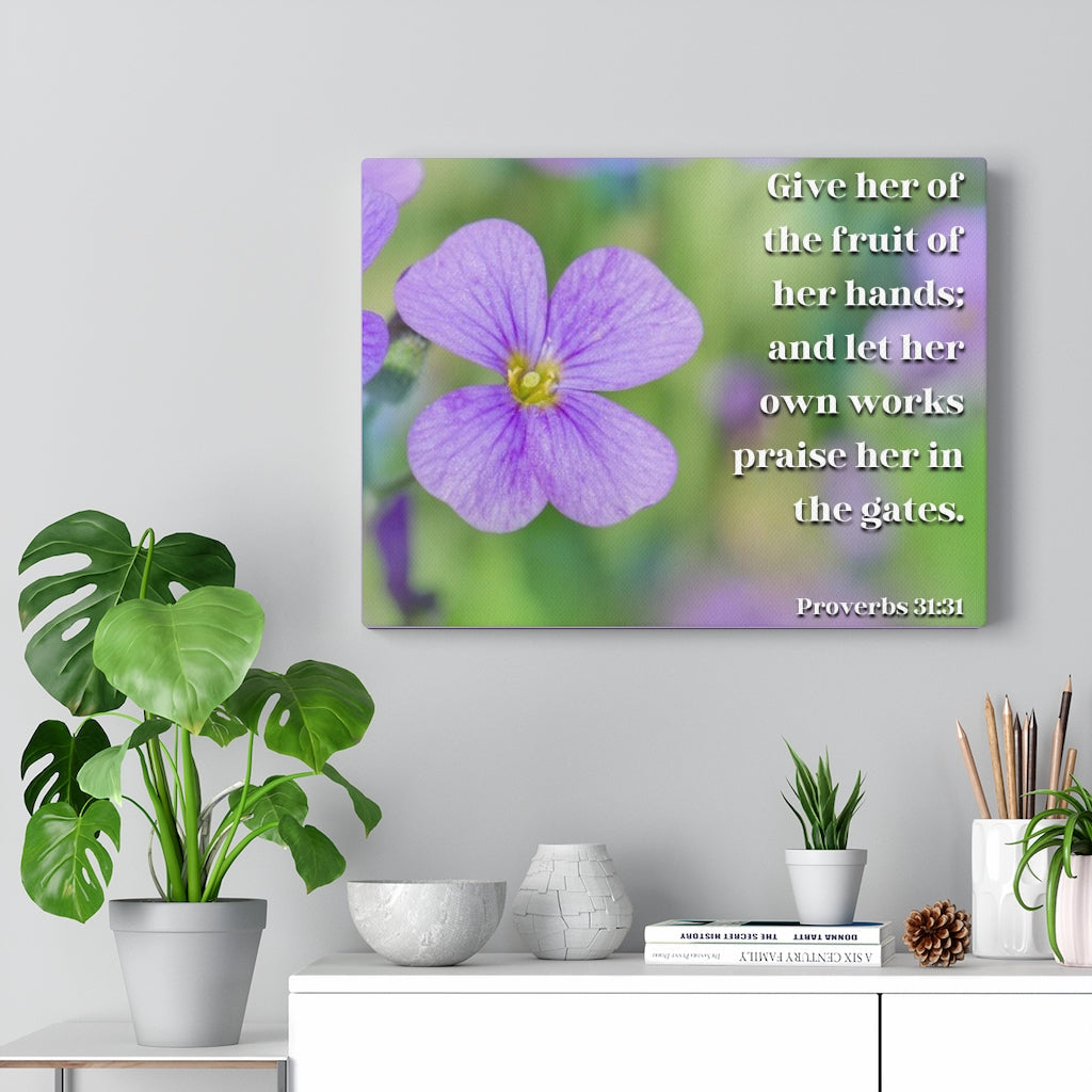 Scripture Walls The Fruit Of Her Hands Proverbs 31:31 Bible Verse Canvas Christian Wall Art Ready to Hang Unframed-Express Your Love Gifts