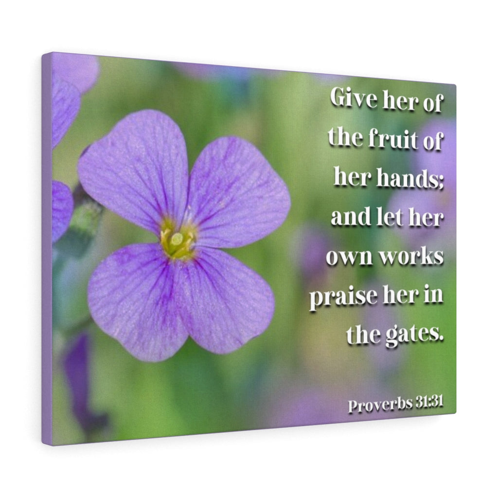 Scripture Walls The Fruit Of Her Hands Proverbs 31:31 Bible Verse Canvas Christian Wall Art Ready to Hang Unframed-Express Your Love Gifts
