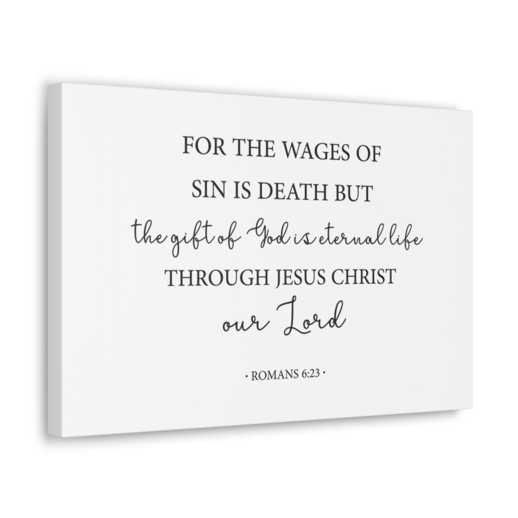 Scripture Walls The Gift Of God Romans 6:23 Bible Verse Canvas Christian Wall Art Ready To Hang Unframed-Express Your Love Gifts