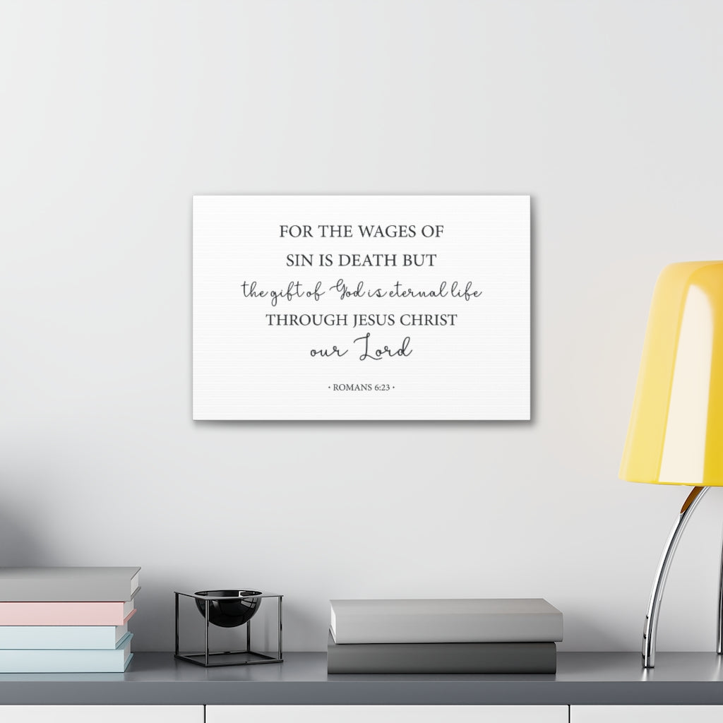 Scripture Walls The Gift Of God Romans 6:23 Bible Verse Canvas Christian Wall Art Ready To Hang Unframed-Express Your Love Gifts