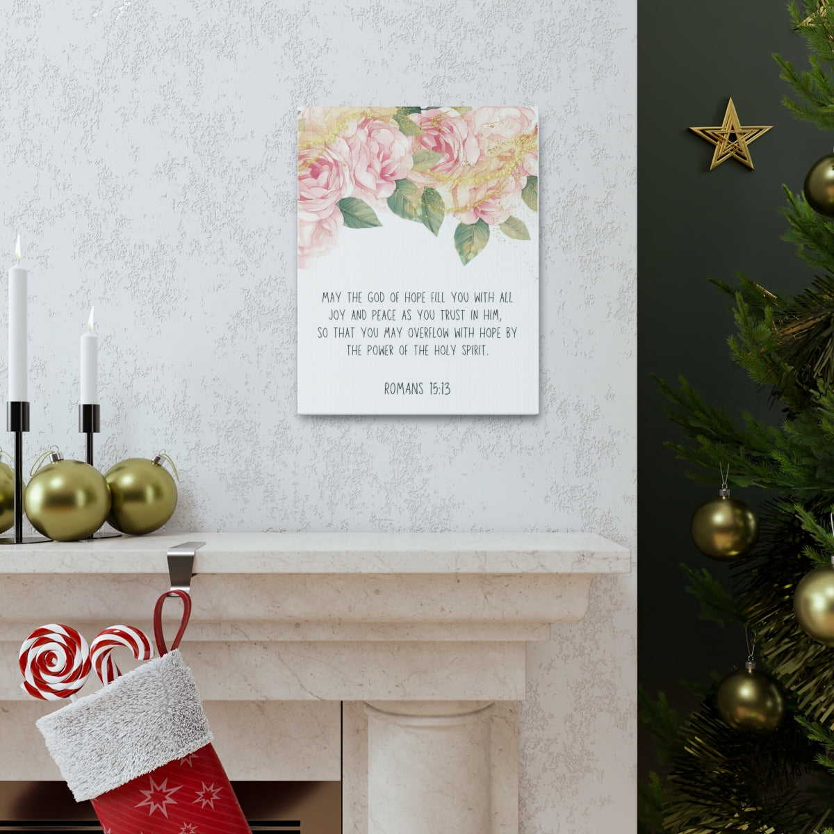Scripture Walls The God Of Hope Romans 15:13 Floral Bible Verse Canvas Christian Wall Art Ready to Hang Unframed-Express Your Love Gifts