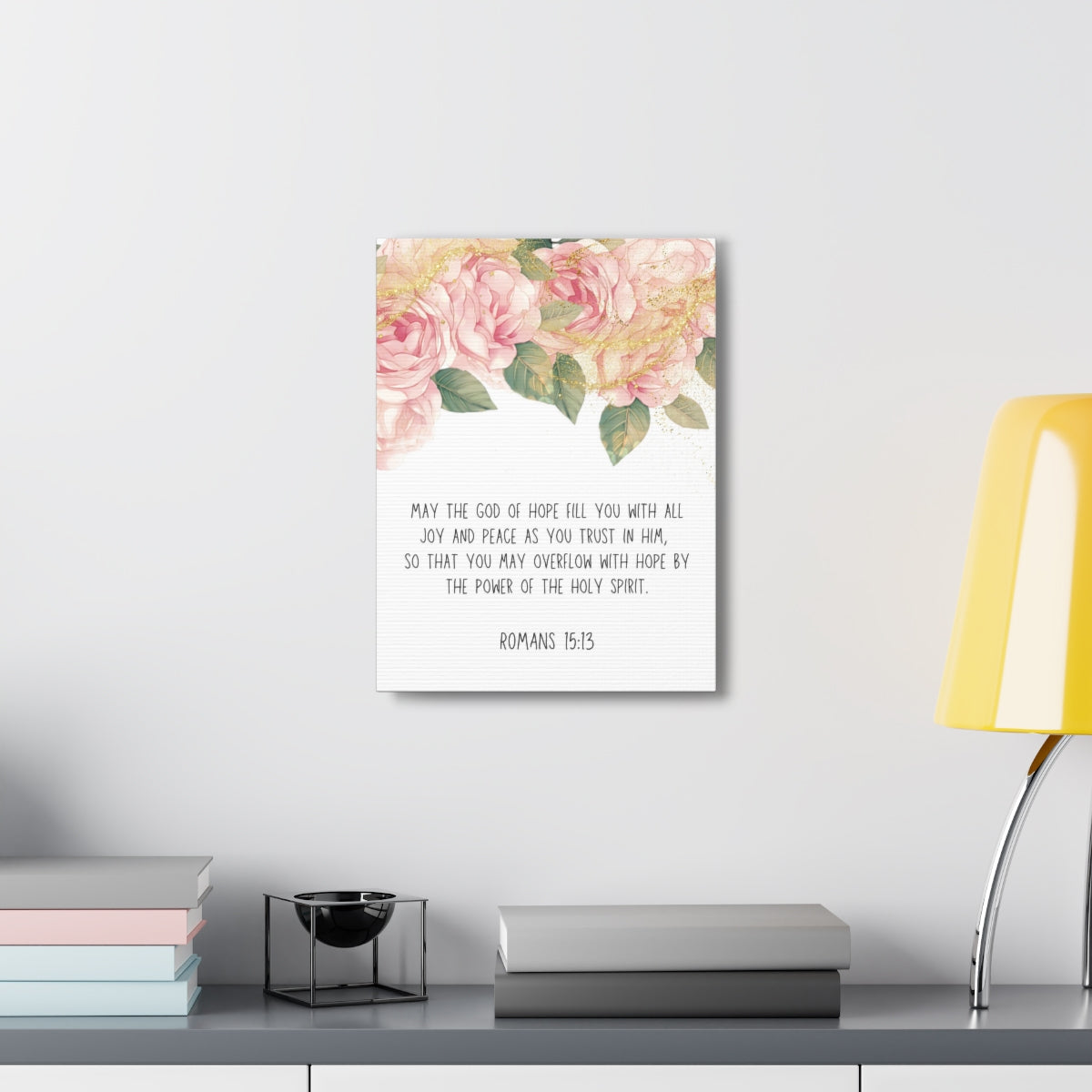 Scripture Walls The God Of Hope Romans 15:13 Floral Bible Verse Canvas Christian Wall Art Ready to Hang Unframed-Express Your Love Gifts