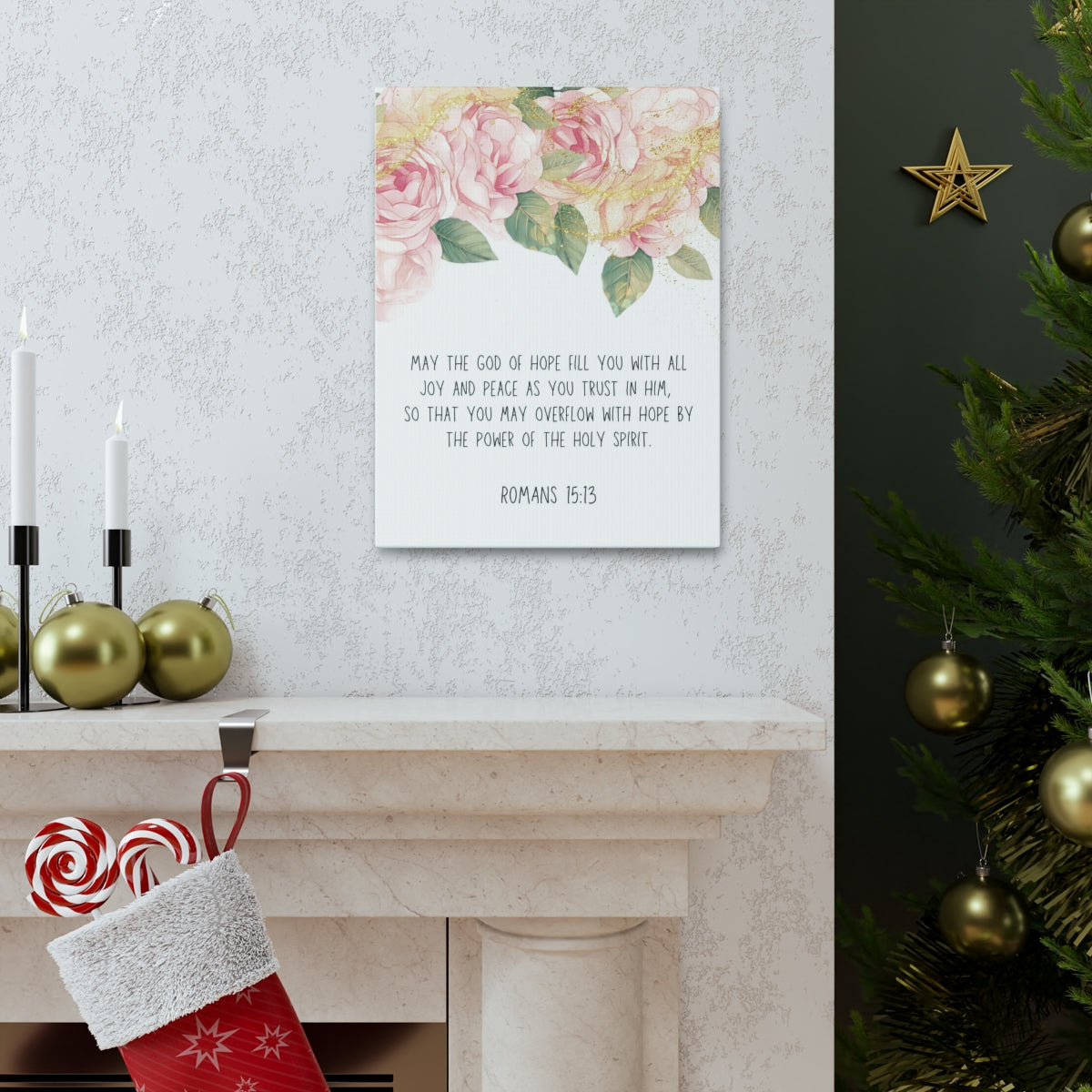 Scripture Walls The God Of Hope Romans 15:13 Floral Bible Verse Canvas Christian Wall Art Ready to Hang Unframed-Express Your Love Gifts