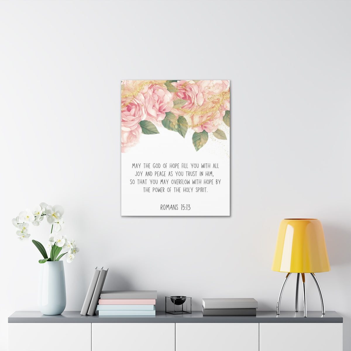 Scripture Walls The God Of Hope Romans 15:13 Floral Bible Verse Canvas Christian Wall Art Ready to Hang Unframed-Express Your Love Gifts