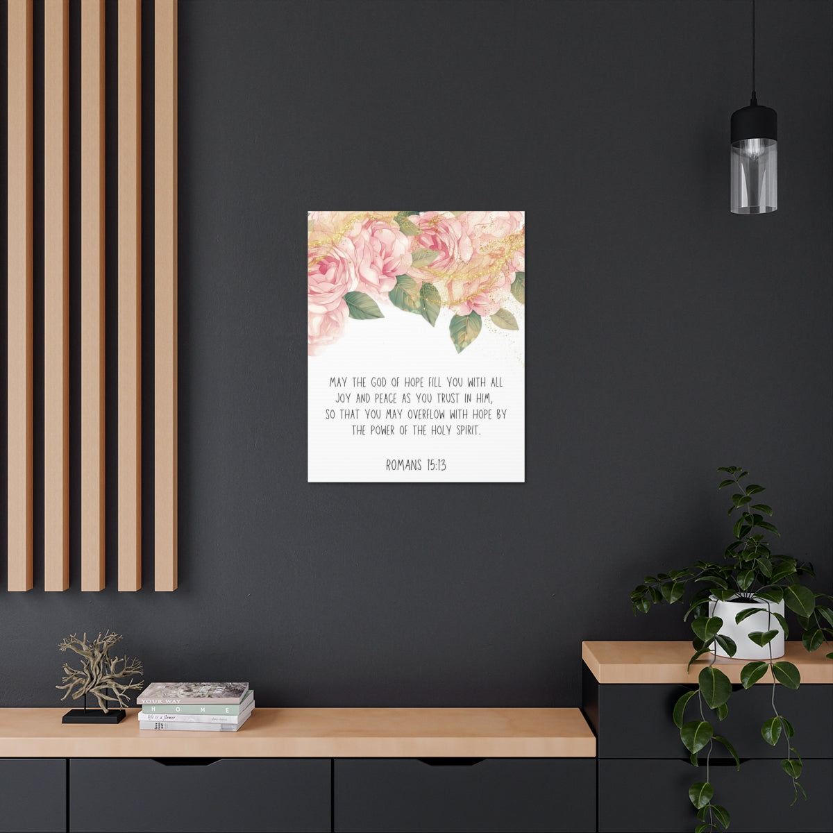 Scripture Walls The God Of Hope Romans 15:13 Floral Bible Verse Canvas Christian Wall Art Ready to Hang Unframed-Express Your Love Gifts
