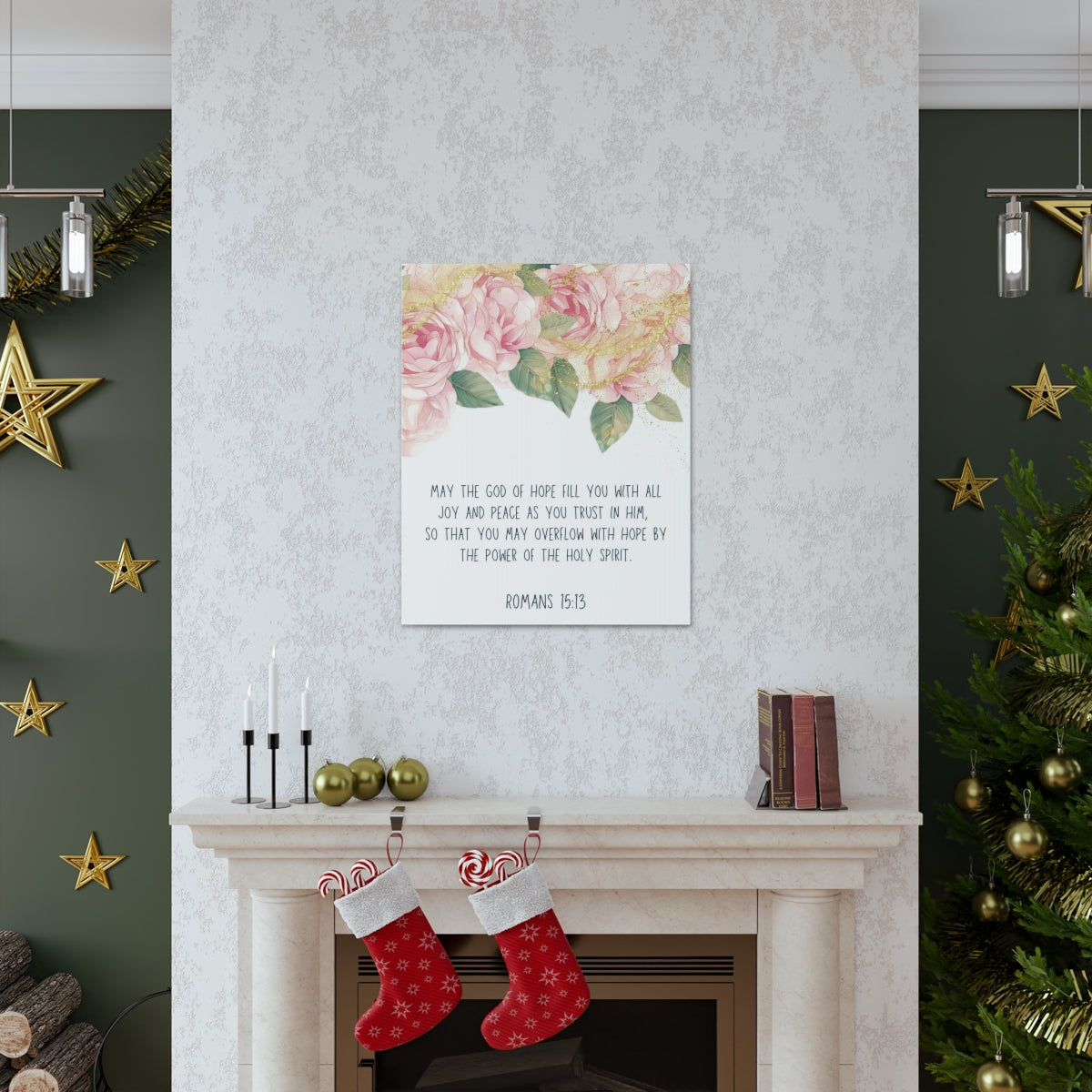 Scripture Walls The God Of Hope Romans 15:13 Floral Bible Verse Canvas Christian Wall Art Ready to Hang Unframed-Express Your Love Gifts