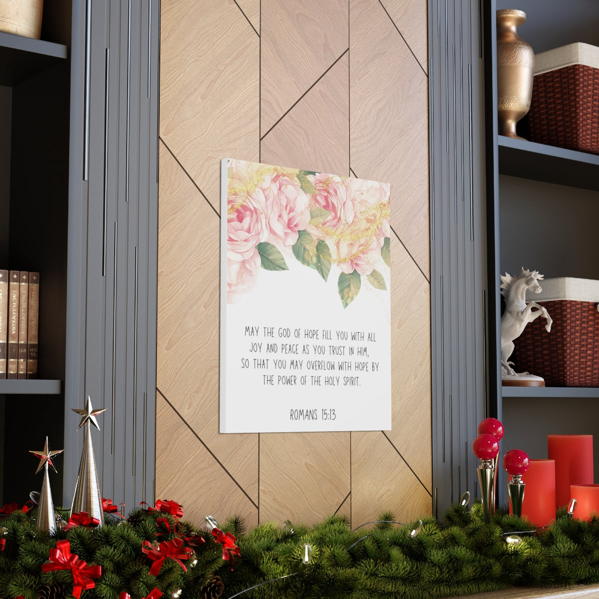 Scripture Walls The God Of Hope Romans 15:13 Floral Bible Verse Canvas Christian Wall Art Ready to Hang Unframed-Express Your Love Gifts