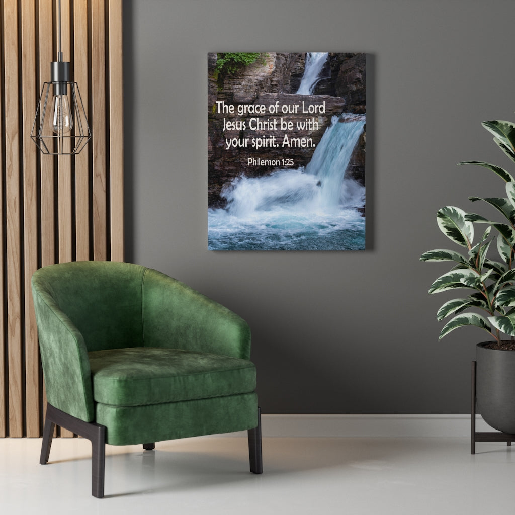 Scripture Walls The Grace of Lord Philemon 1:25 Bible Verse Canvas Christian Wall Art Ready to Hang Unframed-Express Your Love Gifts
