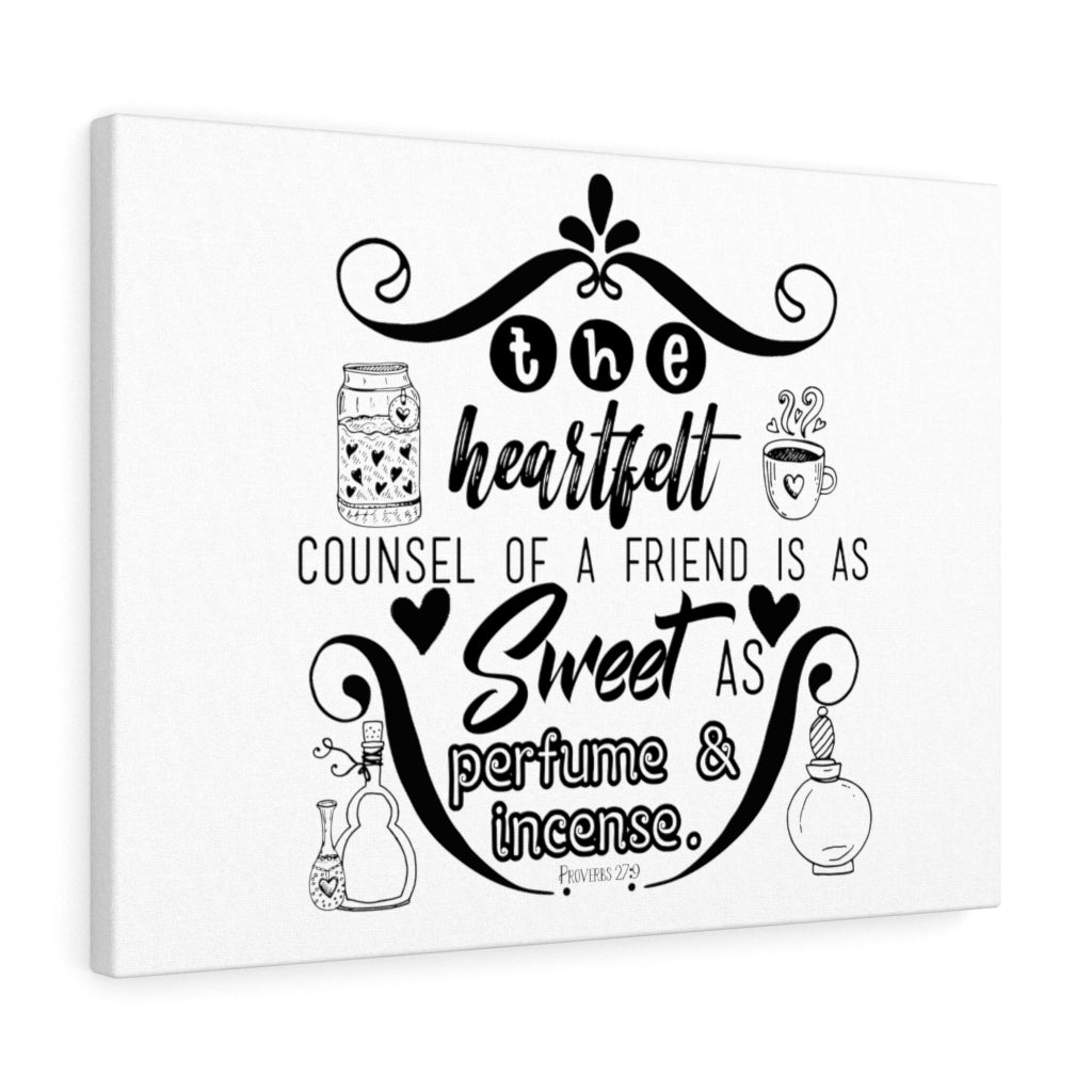 Scripture Walls The Heartfelt Counsel Proverbs 27:9 Bible Verse Canvas Christian Wall Art Ready to Hang Unframed-Express Your Love Gifts