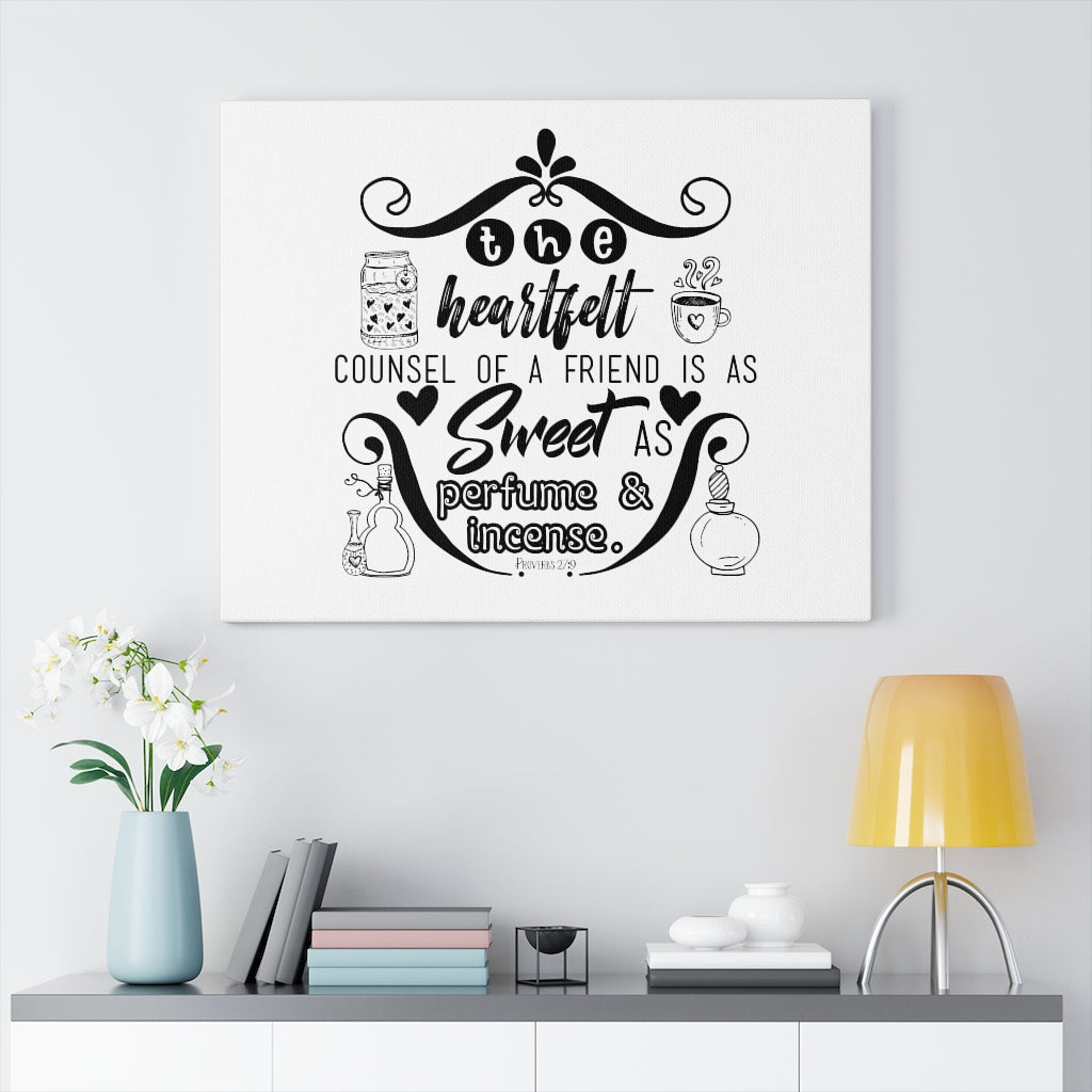 Scripture Walls The Heartfelt Counsel Proverbs 27:9 Bible Verse Canvas Christian Wall Art Ready to Hang Unframed-Express Your Love Gifts