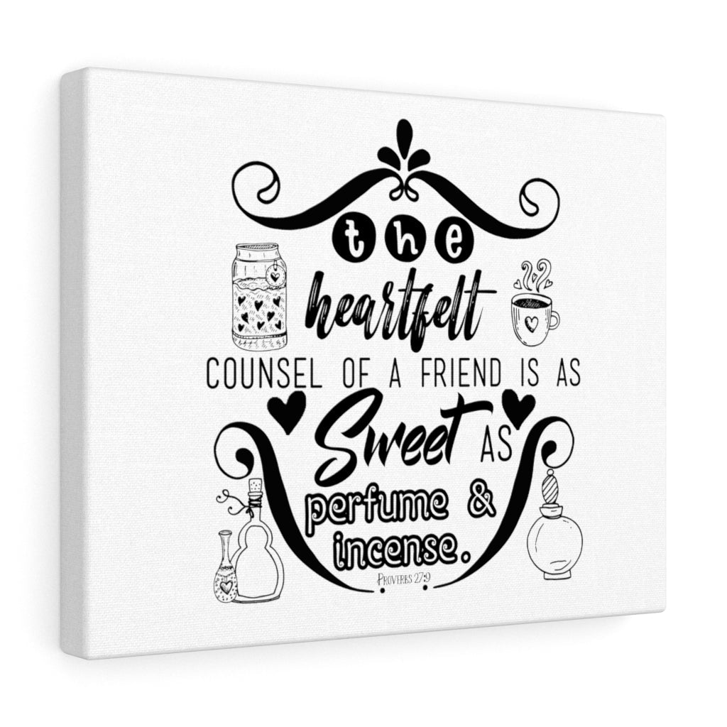 Scripture Walls The Heartfelt Counsel Proverbs 27:9 Bible Verse Canvas Christian Wall Art Ready to Hang Unframed-Express Your Love Gifts