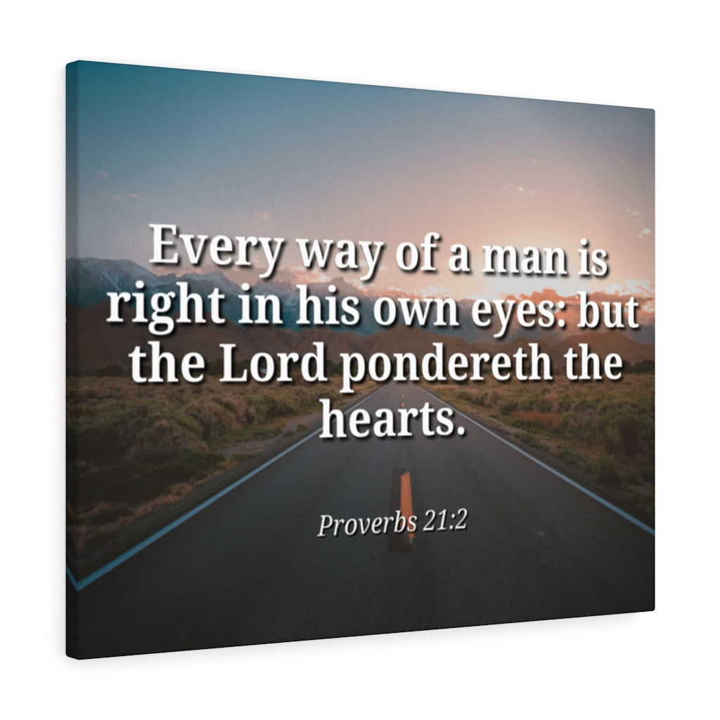 Scripture Walls The Hearts Proverbs 21:2 Bible Verse Canvas Christian Wall Art Ready to Hang Unframed-Express Your Love Gifts