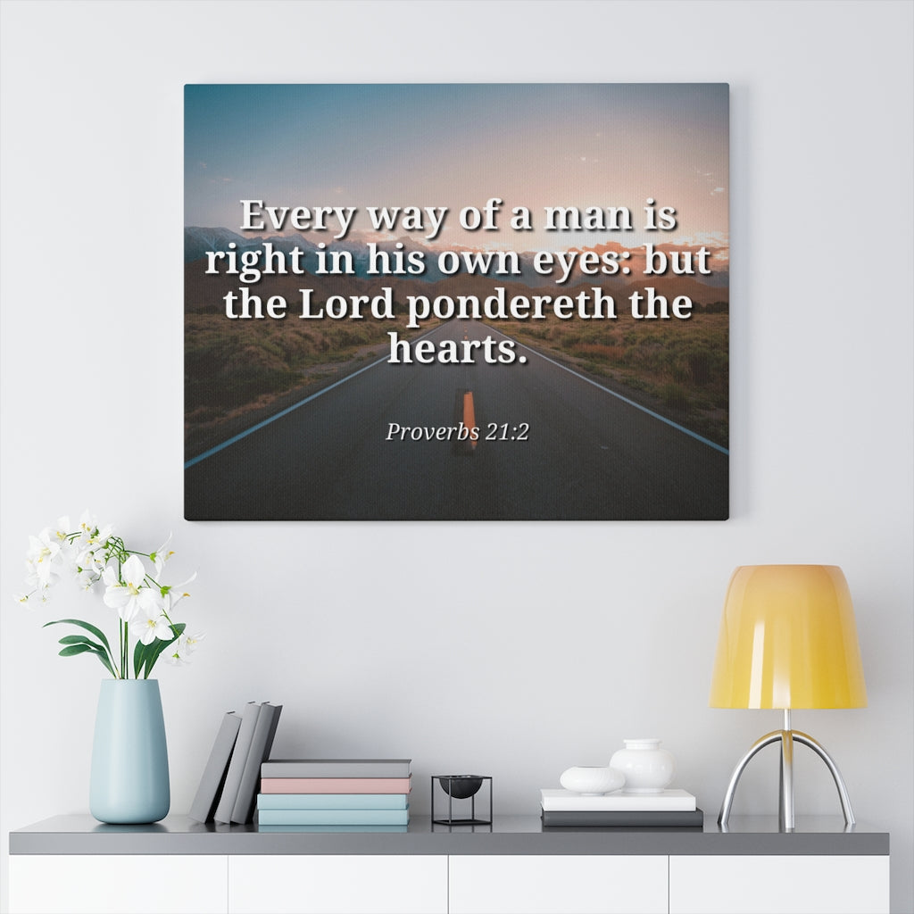 Scripture Walls The Hearts Proverbs 21:2 Bible Verse Canvas Christian Wall Art Ready to Hang Unframed-Express Your Love Gifts