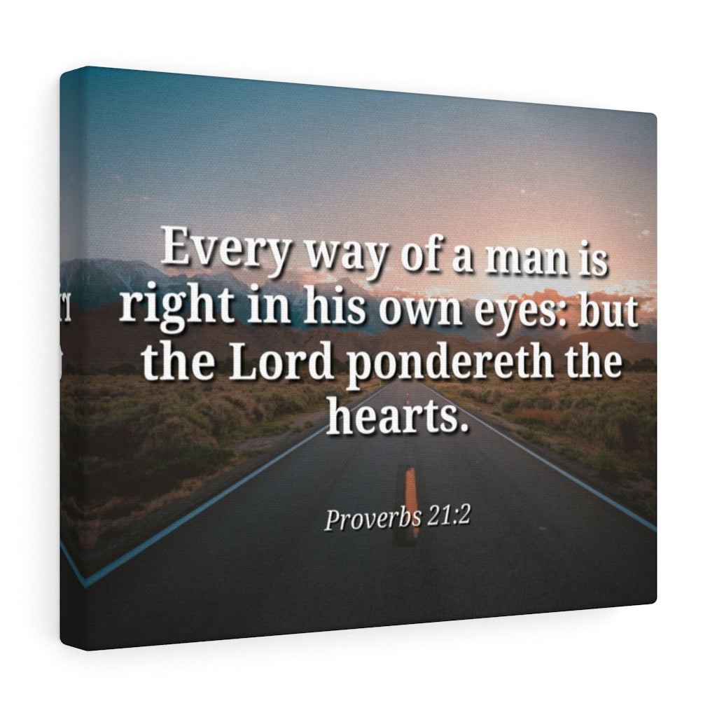 Scripture Walls The Hearts Proverbs 21:2 Bible Verse Canvas Christian Wall Art Ready to Hang Unframed-Express Your Love Gifts