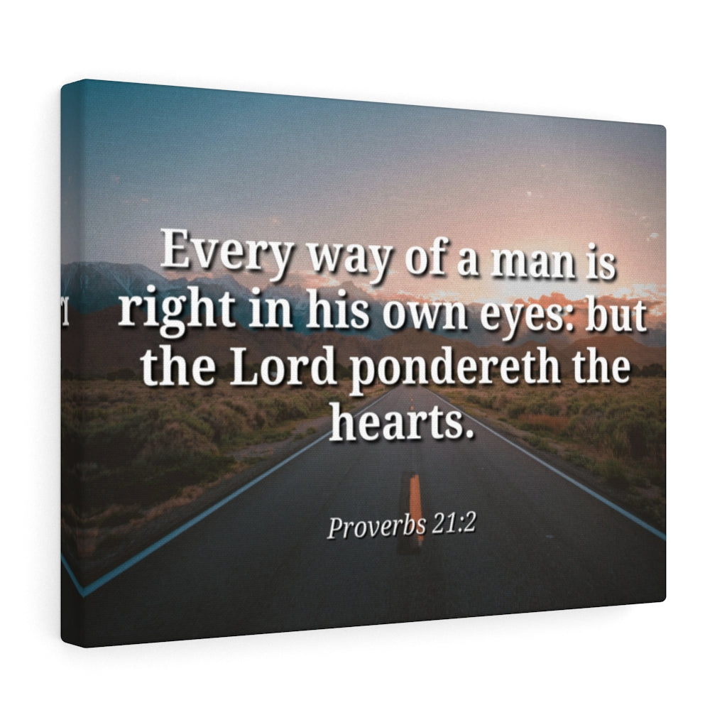Scripture Walls The Hearts Proverbs 21:2 Bible Verse Canvas Christian Wall Art Ready to Hang Unframed-Express Your Love Gifts