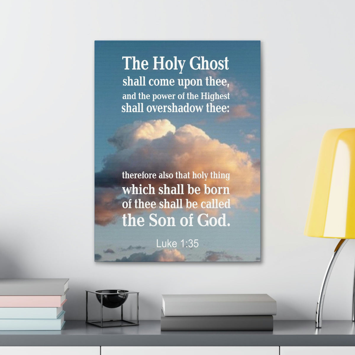 Scripture Walls The Holy Ghost Luke 1:35 Bible Verse Canvas Christian Wall Art Ready to Hang Unframed-Express Your Love Gifts