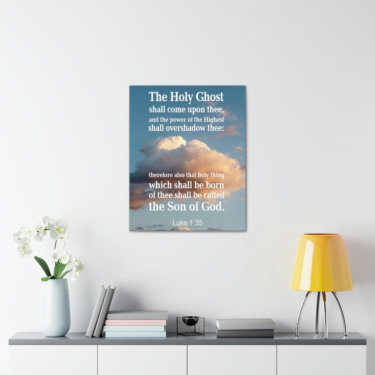 Scripture Walls The Holy Ghost Luke 1:35 Bible Verse Canvas Christian Wall Art Ready to Hang Unframed-Express Your Love Gifts