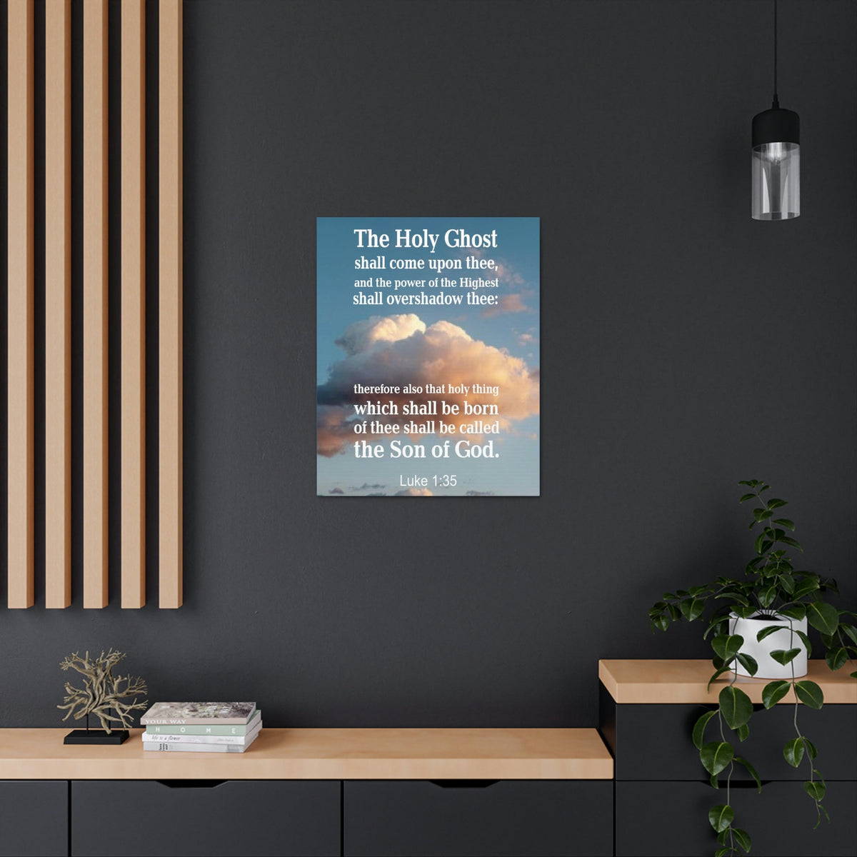 Scripture Walls The Holy Ghost Luke 1:35 Bible Verse Canvas Christian Wall Art Ready to Hang Unframed-Express Your Love Gifts