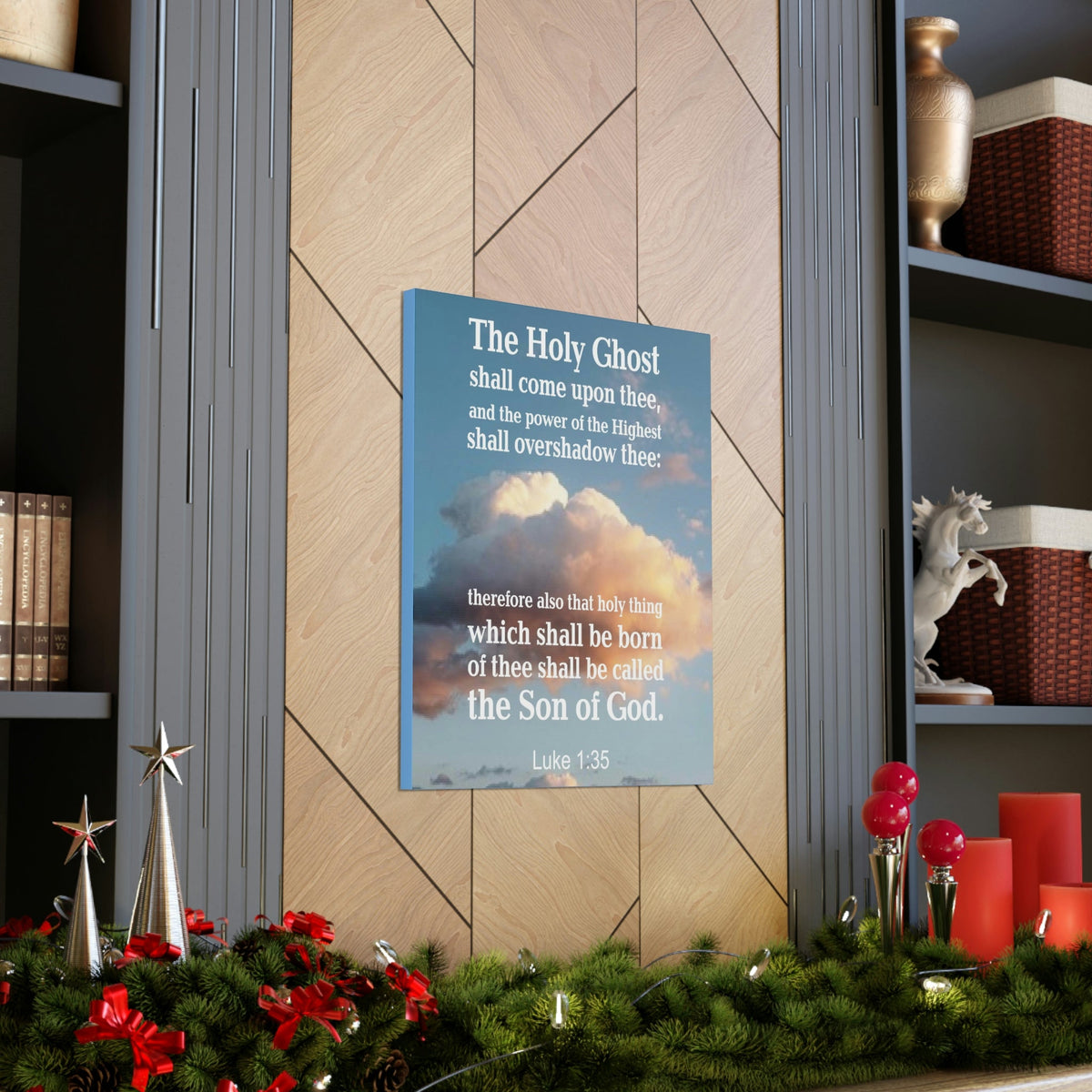 Scripture Walls The Holy Ghost Luke 1:35 Bible Verse Canvas Christian Wall Art Ready to Hang Unframed-Express Your Love Gifts