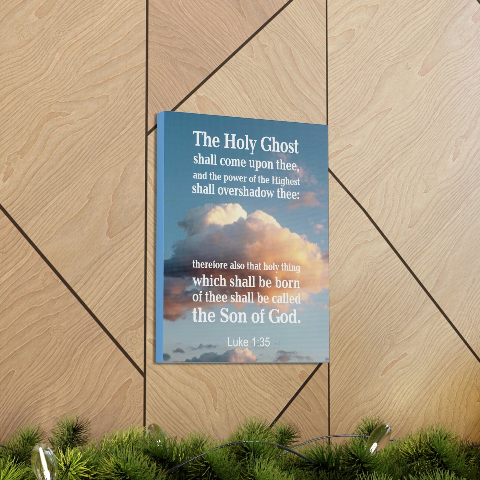 Scripture Walls The Holy Ghost Luke 1:35 Bible Verse Canvas Christian Wall Art Ready to Hang Unframed-Express Your Love Gifts