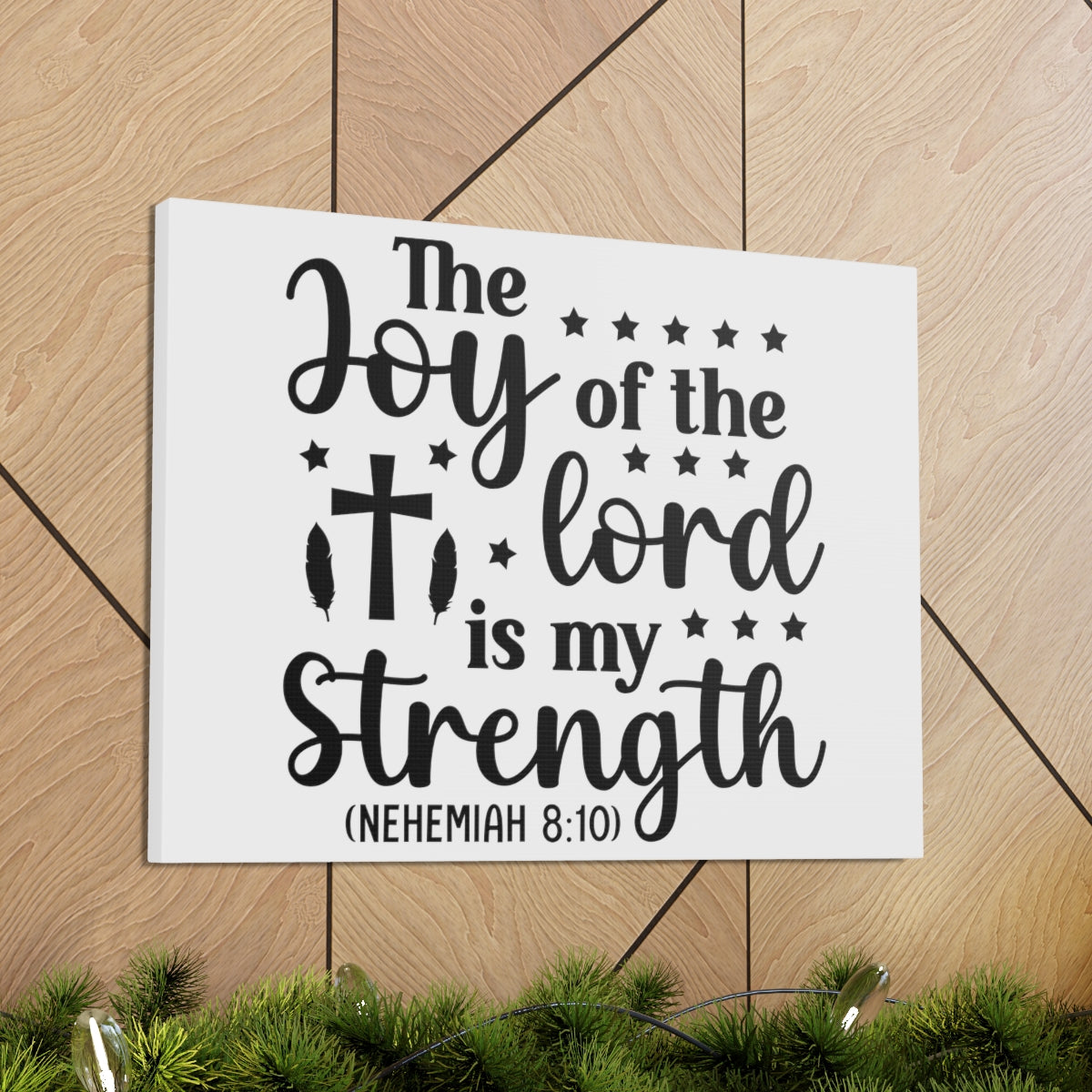 Scripture Walls The Joy Nehemiah 8:10 Stars Bible Verse Canvas Christian Wall Art Ready to Hang Unframed-Express Your Love Gifts