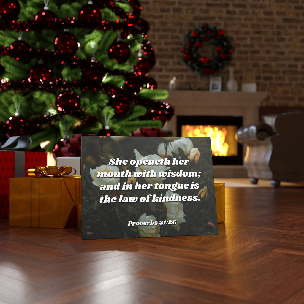 Scripture Walls The Law Of Kindness Proverbs 31:26 Bible Verse Canvas Christian Wall Art Ready to Hang Unframed-Express Your Love Gifts