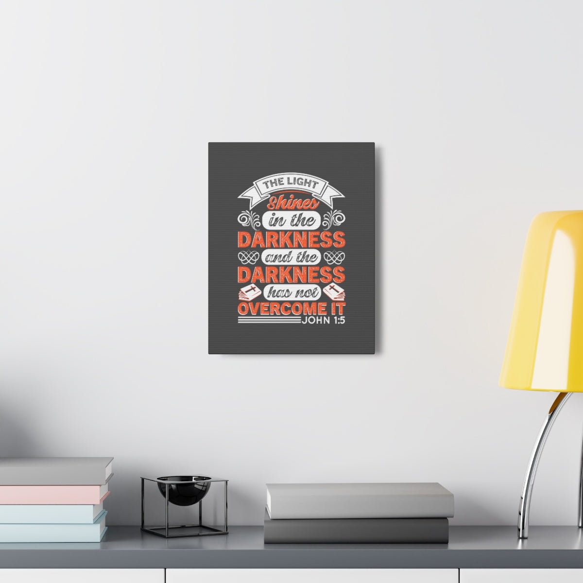 Scripture Walls The Light Shines John 1:5 Bible Verse Canvas Christian Wall Art Ready to Hang Unframed-Express Your Love Gifts