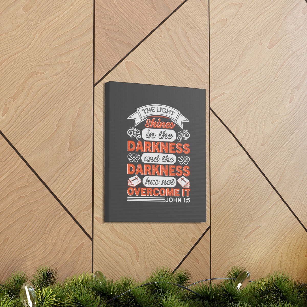 Scripture Walls The Light Shines John 1:5 Bible Verse Canvas Christian Wall Art Ready to Hang Unframed-Express Your Love Gifts