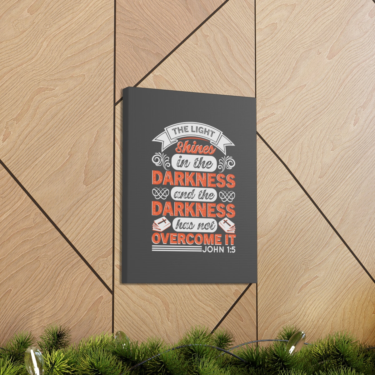 Scripture Walls The Light Shines John 1:5 Bible Verse Canvas Christian Wall Art Ready to Hang Unframed-Express Your Love Gifts