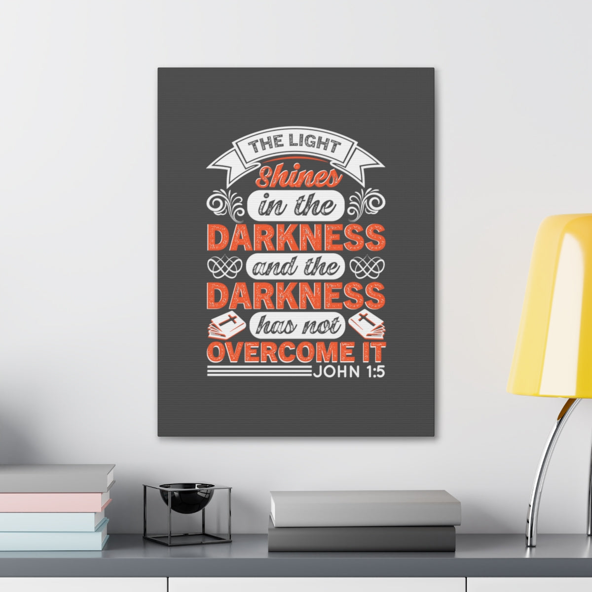 Scripture Walls The Light Shines John 1:5 Bible Verse Canvas Christian Wall Art Ready to Hang Unframed-Express Your Love Gifts