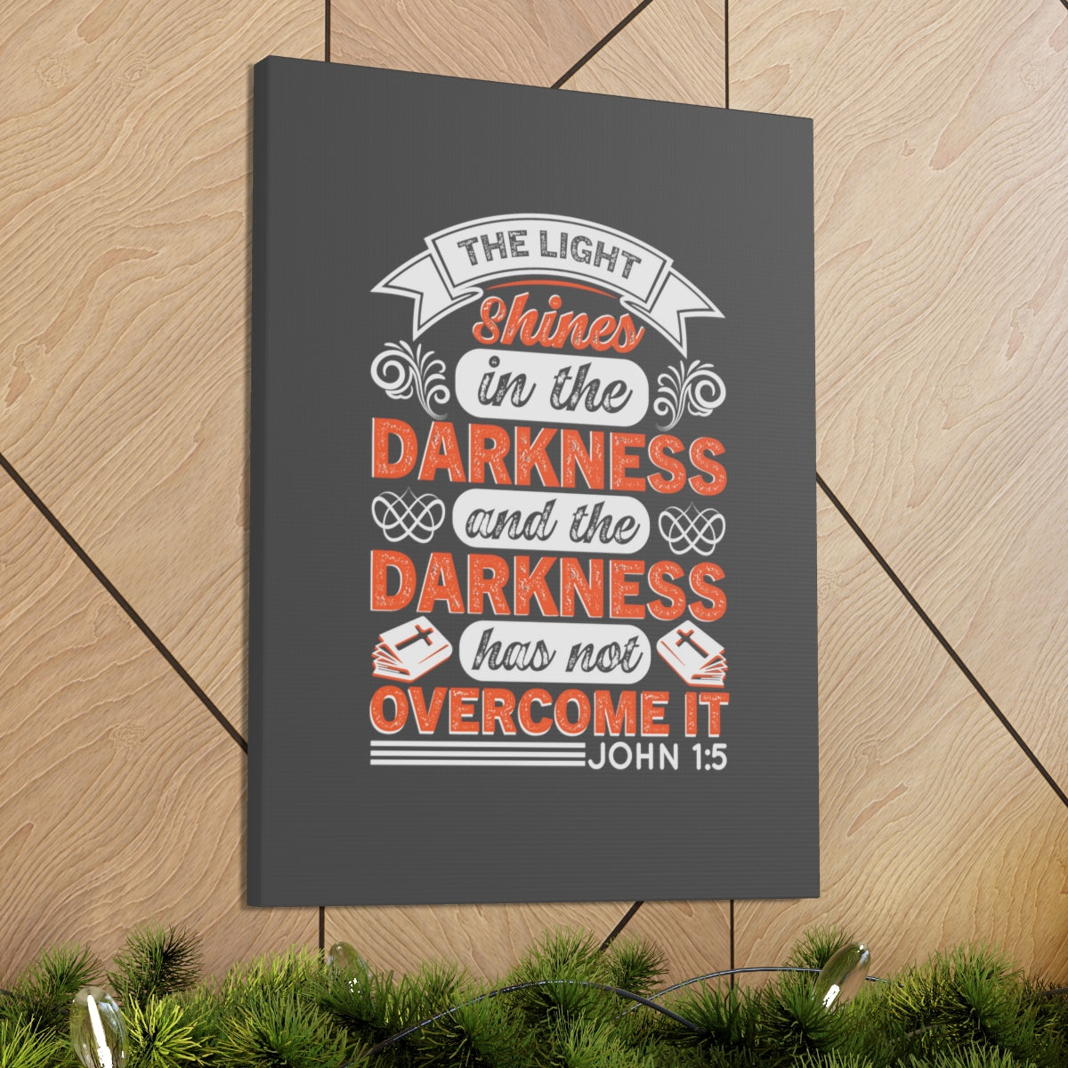 Scripture Walls The Light Shines John 1:5 Bible Verse Canvas Christian Wall Art Ready to Hang Unframed-Express Your Love Gifts
