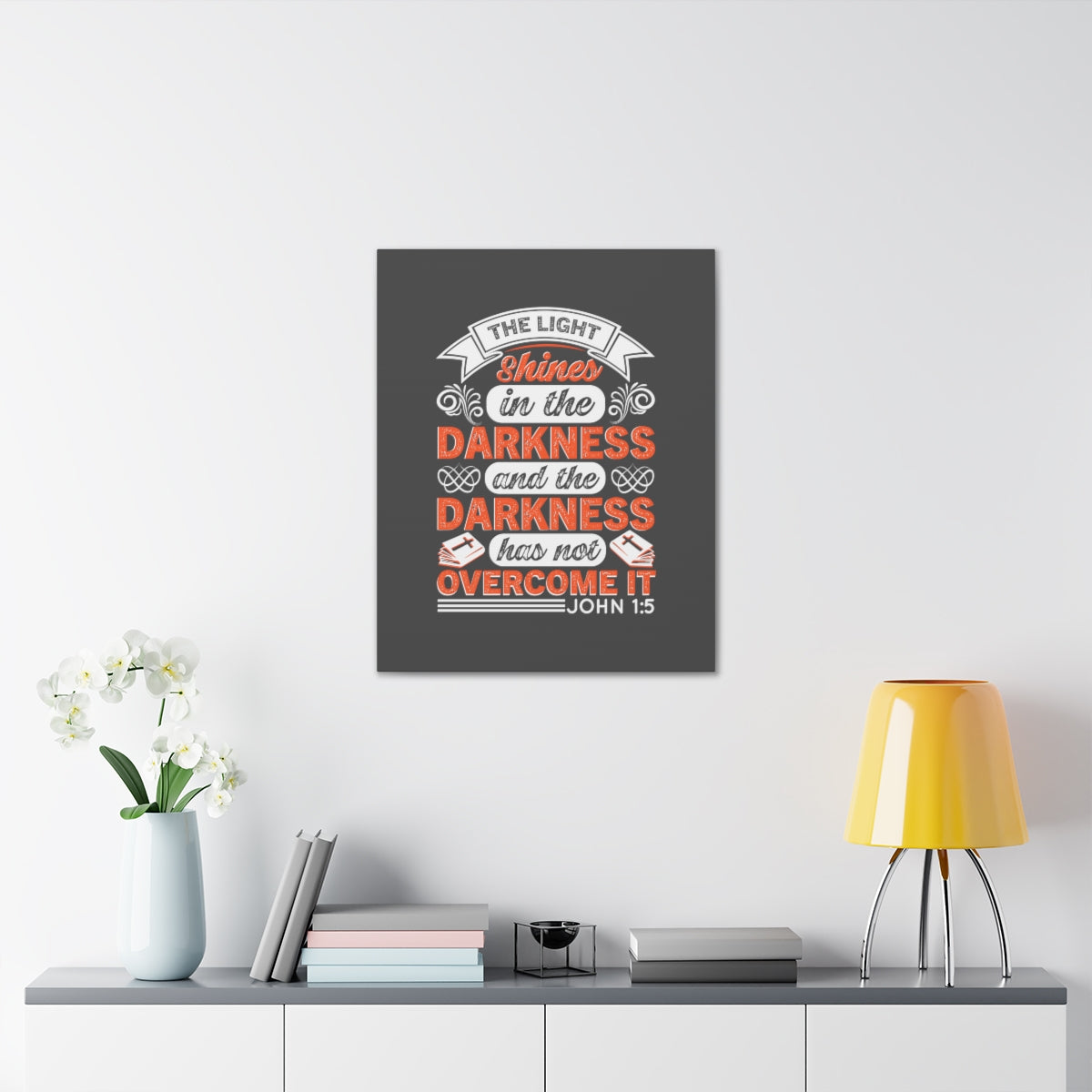 Scripture Walls The Light Shines John 1:5 Bible Verse Canvas Christian Wall Art Ready to Hang Unframed-Express Your Love Gifts