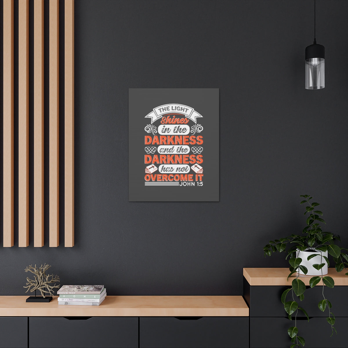 Scripture Walls The Light Shines John 1:5 Bible Verse Canvas Christian Wall Art Ready to Hang Unframed-Express Your Love Gifts