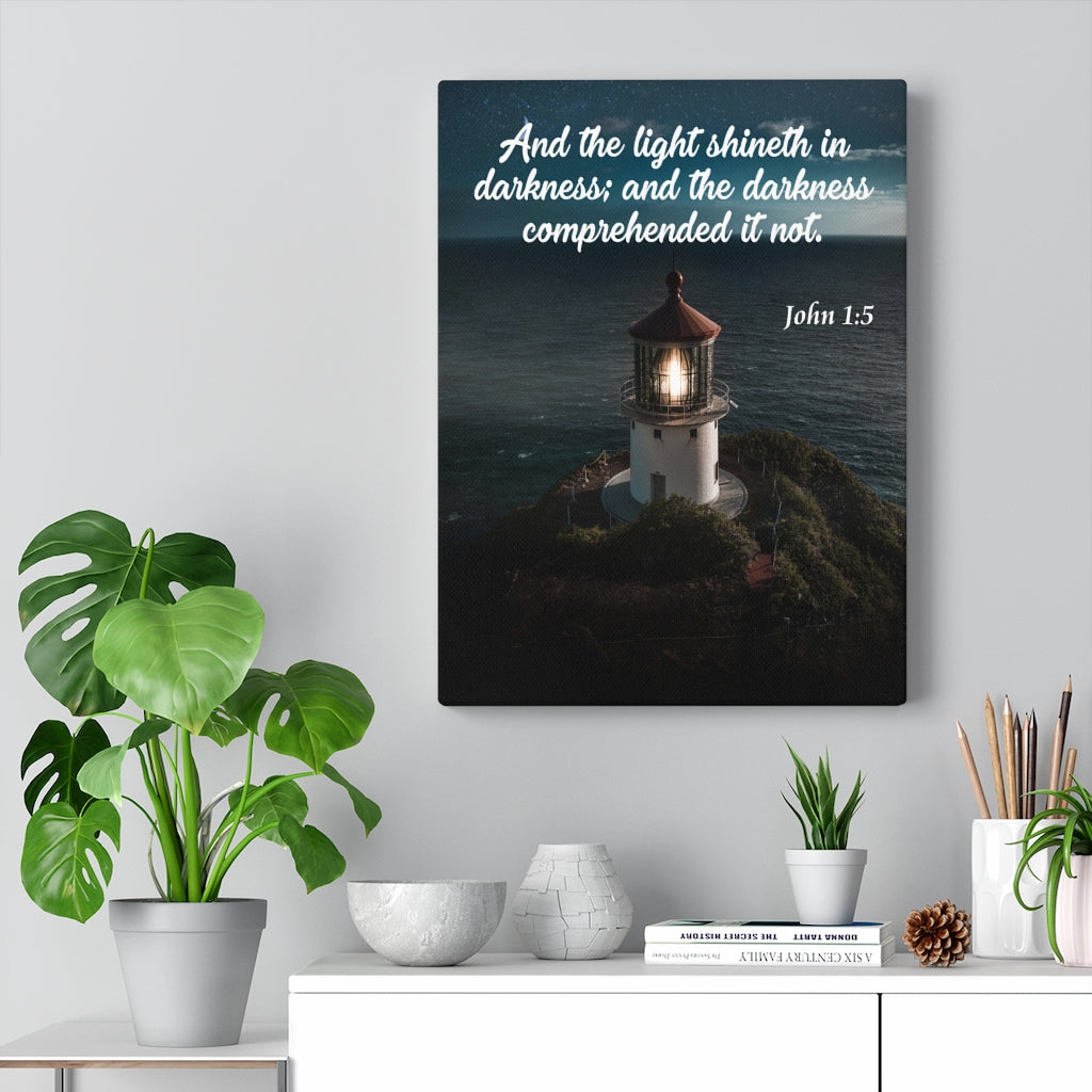 Scripture Walls The Light Shineth in Darkness John 1:5 Christian Home Decor Bible Art Unframed-Express Your Love Gifts