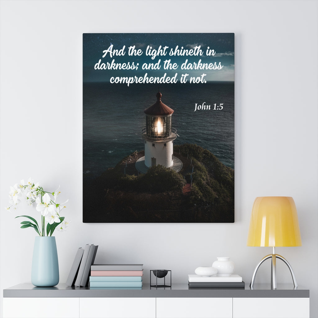 Scripture Walls The Light Shineth in Darkness John 1:5 Christian Home Decor Bible Art Unframed-Express Your Love Gifts