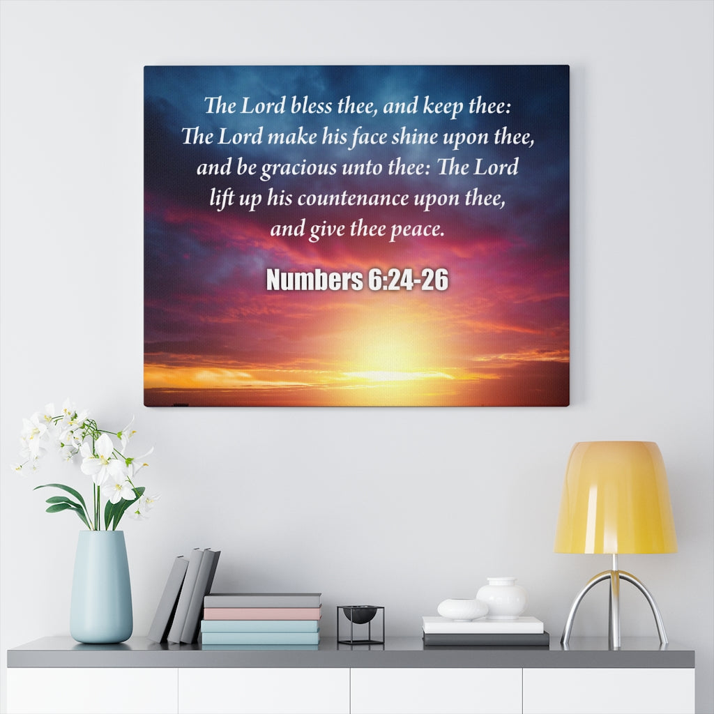 Scripture Walls The Lord Bless Thee Numbers 6:24-26 Bible Verse Canvas Christian Wall Art Ready to Hang Unframed-Express Your Love Gifts