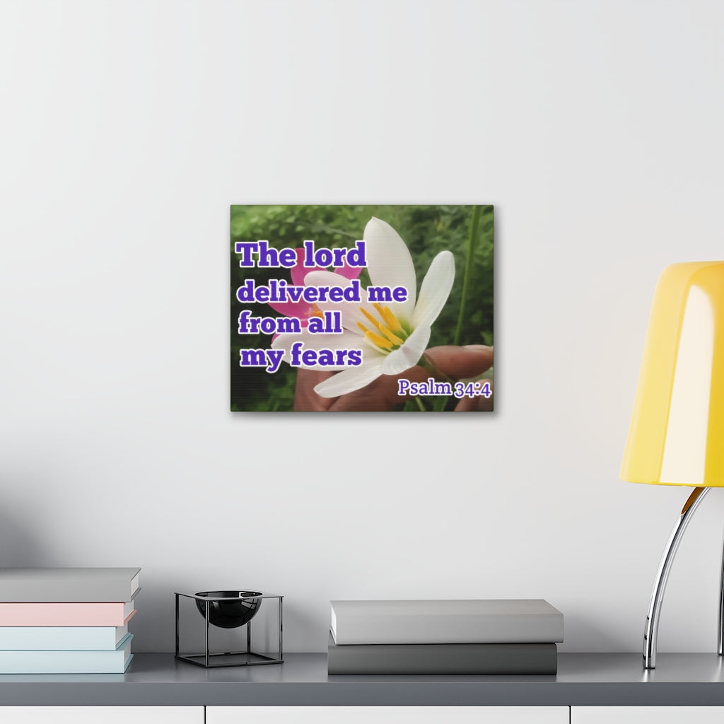 Scripture Walls The Lord Delivered Me Psalm 34:4 Bible Verse Canvas Christian Wall Art Ready to Hang Unframed-Express Your Love Gifts