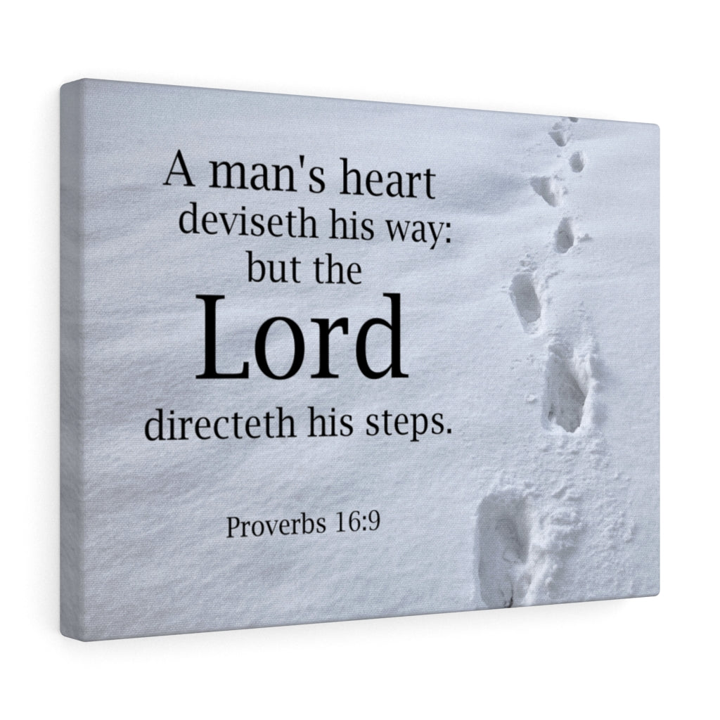 Scripture Walls The Lord Directeth Steps Proverbs 16:9 Bible Verse Canvas Christian Wall Art Ready to Hang Unframed-Express Your Love Gifts