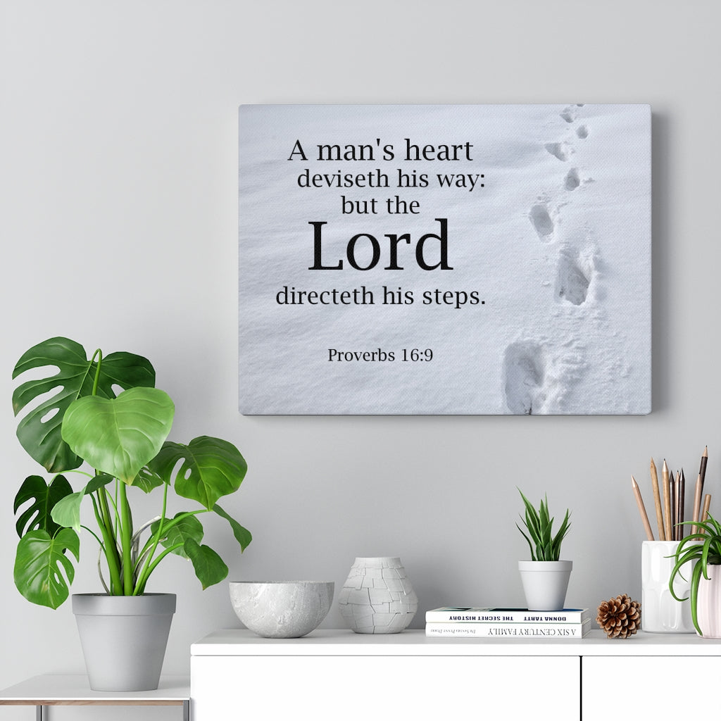Scripture Walls The Lord Directeth Steps Proverbs 16:9 Bible Verse Canvas Christian Wall Art Ready to Hang Unframed-Express Your Love Gifts