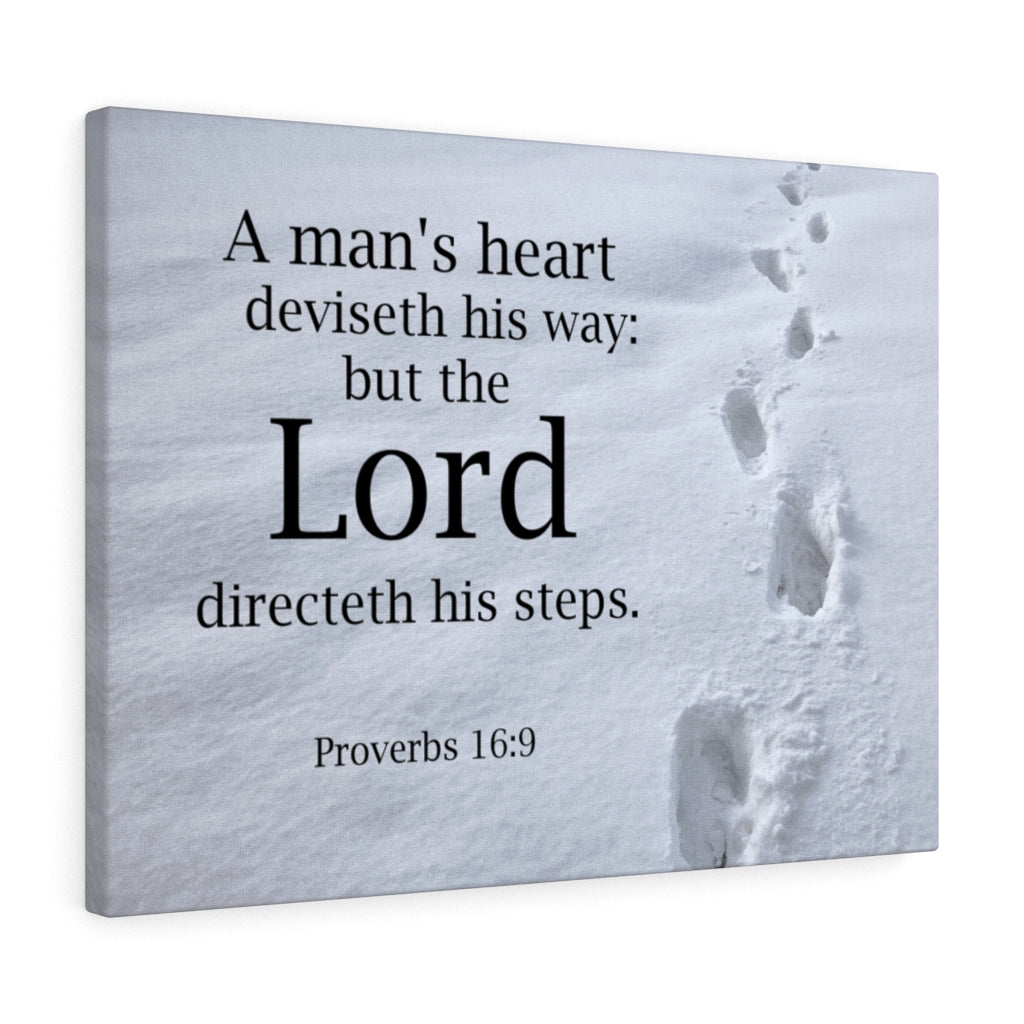 Scripture Walls The Lord Directeth Steps Proverbs 16:9 Bible Verse Canvas Christian Wall Art Ready to Hang Unframed-Express Your Love Gifts