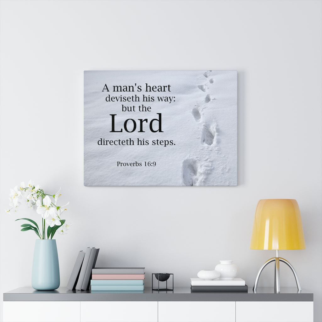 Scripture Walls The Lord Directeth Steps Proverbs 16:9 Bible Verse Canvas Christian Wall Art Ready to Hang Unframed-Express Your Love Gifts
