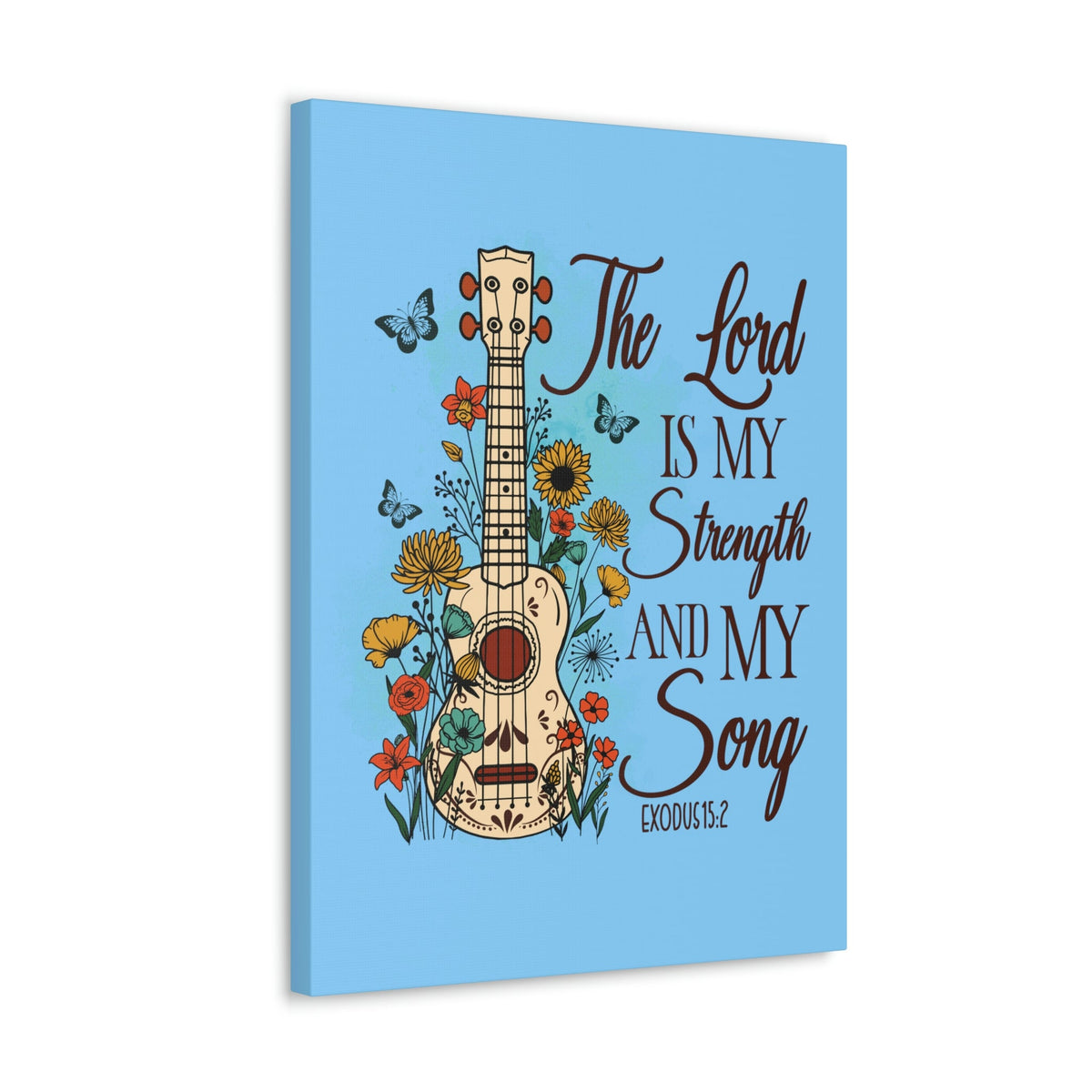 Scripture Walls The Lord Exodus 15:2 Guitar Flower Christian Wall Art Bible Verse Print Ready to Hang Unframed-Express Your Love Gifts