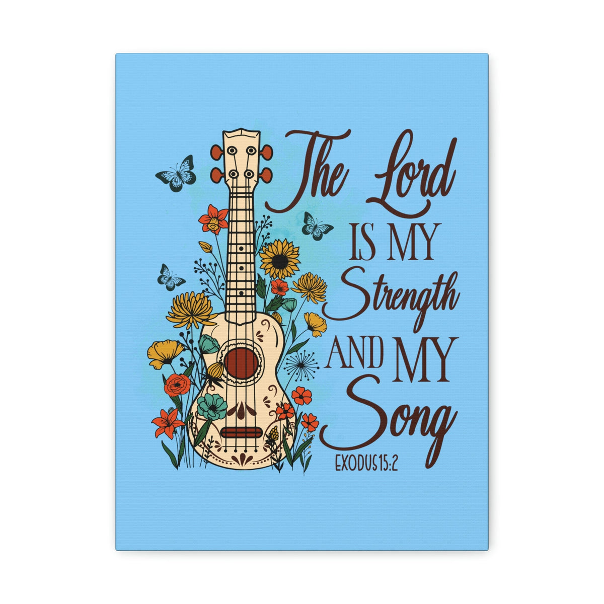 Scripture Walls The Lord Exodus 15:2 Guitar Flower Christian Wall Art Bible Verse Print Ready to Hang Unframed-Express Your Love Gifts