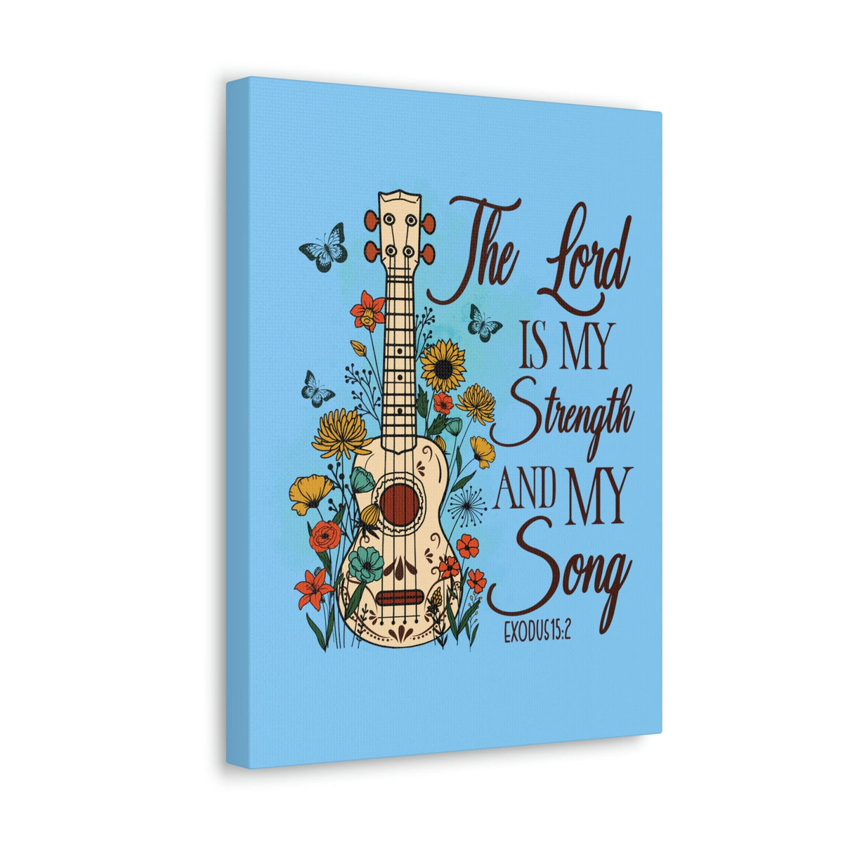 Scripture Walls The Lord Exodus 15:2 Guitar Flower Christian Wall Art Bible Verse Print Ready to Hang Unframed-Express Your Love Gifts